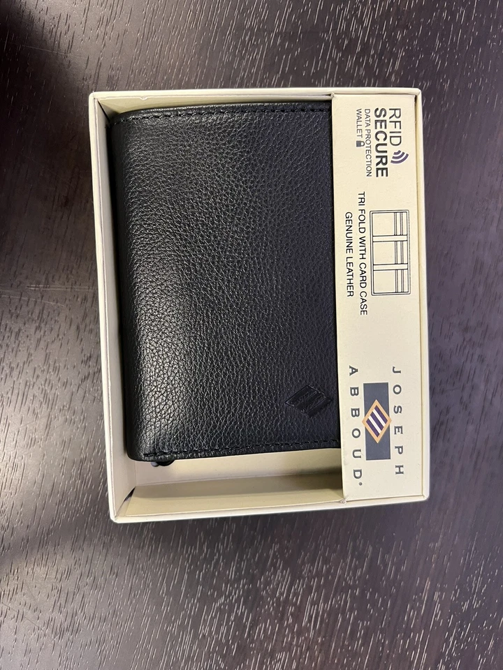 Бумажник Joseph Abboud тонкий складной для кредитных карт черный кожаный с зажимом для окна и денег - Изображение 1 из 3