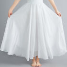 Women Cotton Linen Pleated Maxi Long Beach Boho Skirt Vintage Casual Dress