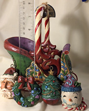 Jim Shore 2012 "Jingle All The Way" Winter Sleigh & Hanging Ornaments Set