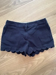Crewcuts J.Crew Girls 12 Navy Blue Scallop Hem Cotton Womens Shorts - Picture 1 of 3