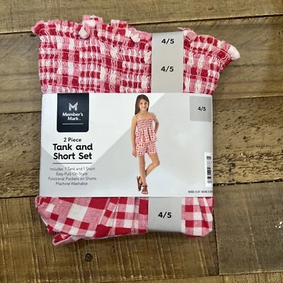 Member's Mark Girl's 2-Piece Woven Tank & Easy Pull-On Short Set Size 4/5 - Image 1 of 4