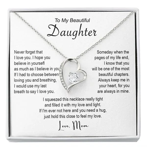 To My Beautiful Daughter Necklace, Xmas Gift From Mom, Daughter Mother Necklace - Picture 1 of 12
