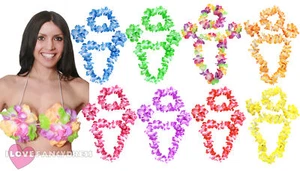 FLOWER BRA AND 4 PIECE LEI SET LADIES FANCY DRESS COSTUME SET HAWAIIAN PARTY - Picture 1 of 9