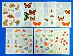 Lote de hojas adhesivas parciales mariposa insectos flores jardín sello vintage - Imagen 1 de 5