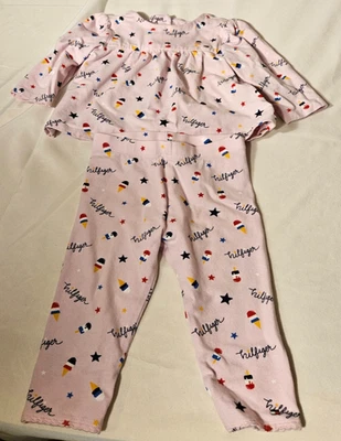 Tommy Hilfiger 2-Piece Outfit Shirt & Pants Ice Cream 12 Months Girl Baby Pink - Image 1 of 4