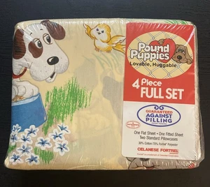Vintage Pound Puppies 4 Piece Full Sheet Set Cotton Polyester Blend - Picture 1 of 6