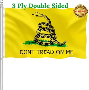 Doppelseitige Don't Tread on Me Flagge 3X5 Outdoor robust 3-lagig gelb - Bild 1 von 9