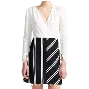 Abito donna Maje nero bianco Rolim misto lino mini taglia small (1) nuovo  - Foto 1 di 16