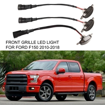 3x Blue LED Smoke Front Grille Lamps for Ford F150 Years 2010 2011 2012 2018 - Image 1 of 4