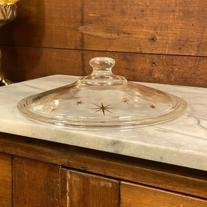 Pyrex Rodney Kent Starline 407 Glass Lid Replacement Starburst MCM Gold Star - Picture 1 of 16