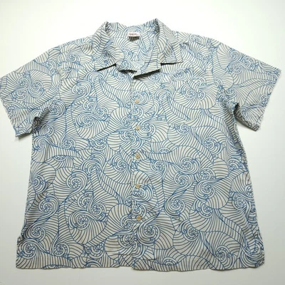 Camisa De Colección Barefoot Paradise Hombres Grande Azul Blanco Geométrica Arte Abstracto Hawaiano Foto 1 de 4