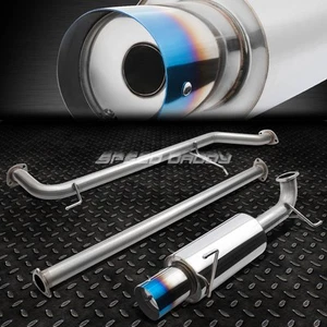 FOR 98-02 HONDA ACCORD F23 l4 4" BURNT TIP MUFFLER RACING CATBACK EXHAUST SYSTEM - Picture 1 of 1
