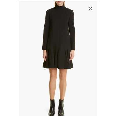 Vestido túnica Lela Rose elegante negro manga larga mezcla lana dobladillo volado talla 0 Foto 1 de 4