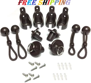 Set of 2 Replacement Shade Parts Bungee End Cap Kit Brown for Coolaroo Exterior - Picture 1 of 4