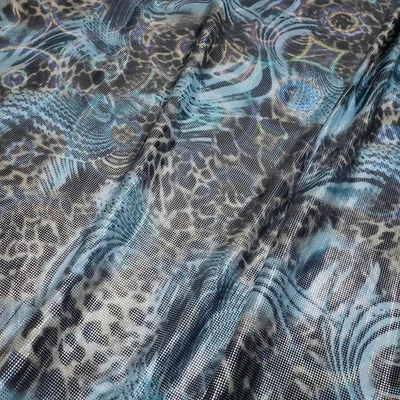 Holographic Animal Print Iridescent Geometric Foil Poly Spandex Fabric - Image 1 of 4