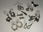 Lot of 9 Pairs STERLING SILVER DANGLE & STUD Earrings VARIOUS SIZES Pierced
