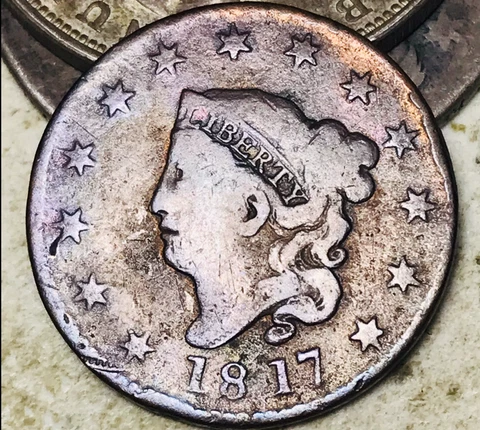 1817 Large Cent Coronet Head Matron 1C Ungraded Choice US Copper Coin CC18753 Cover
