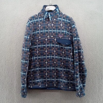 Patagonia Jacket Mens Small Snow Beam Dark Natural Blue Geometric Snap T - Image 1 of 4