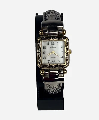 Collezio Ladies Hinged Cuff Quartz Watch 2 Tone Scroll Design Band MOP New Batt - Image 1 of 4