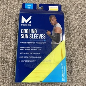2 Pack Mission Cooling Sun Sleves Safety Yellow - Picture 1 of 6