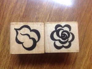 Close To My Heart flower & Leaf JRL Design mini Wooden rubber stamp New! - Bild 1 von 2