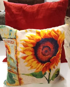 Sunflower and Red throw Pillows - Picture 1 of 3