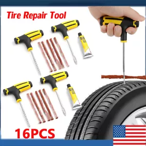 16PCS Tire Repair Kit DIY Flat Tire Repair Car Truck Motorcycle Home Plug Patch - Picture 1 of 10