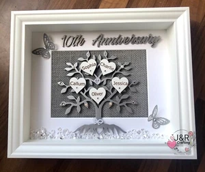 Personalised 3D Box Frame Family Tree Gift Unique Keepsake Home Art Decor - Picture 1 of 4