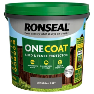 Ronseal One Coat Shed & Fence Protector Waterproofs Paint - Charcoal Grey 5Ltr - Picture 1 of 7