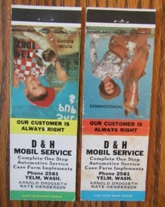 D & H MOBIL GAS STATION 1950s MATCHBOOK MATCHCOVERS: YELM, WASHINGTON -E15 - Picture 1 of 2