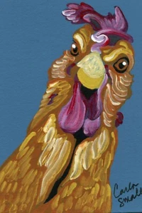 Pintura Original ACEO ATC Pollo Granja Arte -Carla Smale - Imagen 1 de 2
