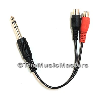 VITAL WAVE TECHNOLOGY 6 inch 1/4" Male Stereo Plug to Dual RCA Jacks (F) Premium Audio Cable Wire Cord
