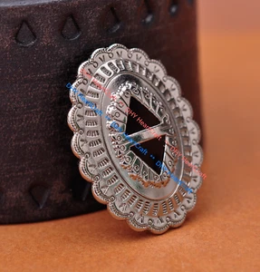 5X Tribal Belleza Bling Astilla Occidental Vaquero Sombrero Cabezal Conchos Ranurados - Imagen 1 de 12