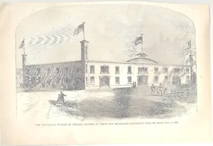 1860 Engraved Print of Republican Wigwam at Chicago Home of REPUB CONVENTION - Picture 1 of 2