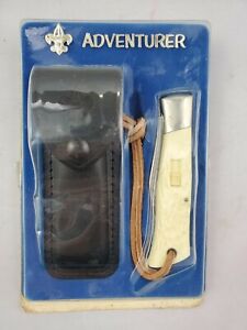 Vintage NOS 1980's Camillus Adventurer #1372 Boy Scouts BSA Pocket Knife in Case