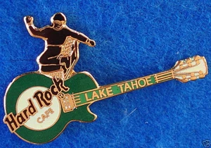 RARE LAKE TAHOE PROTOTYPE SNOWBOARD DARK GREEN GIBSON GUITAR Hard Rock Cafe PIN - Picture 1 of 1