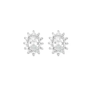 Argento Sterling Bianco Trasparente Grappolo Ovale Cz Orecchini a Lobo 4x6mm - Foto 1 di 7