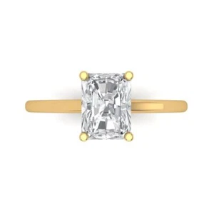 2.0 Emerald Designer Statement Bridal Classic Ring 14k Yellow Gold Moissanite - Picture 1 of 11