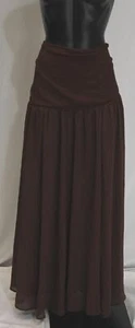 Anthropologie Women's Drop Yoke Waist Flowy Maxi Skirt LB3 Cocoa Brown Small - Picture 1 of 5