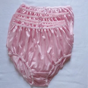 6 Pink Big Nylon Underwear Granny Panties Soft Silky Briefs Woman Waist 40"-45" - Picture 1 of 11