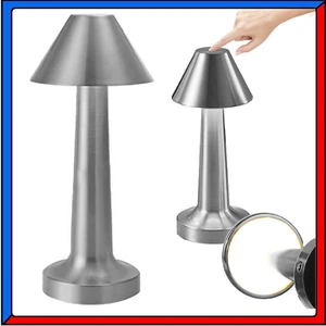 Lampada da Tavolo Comodino Controllo Touch a Led Ricaricabile Argento Senza Fili - Foto 1 di 8