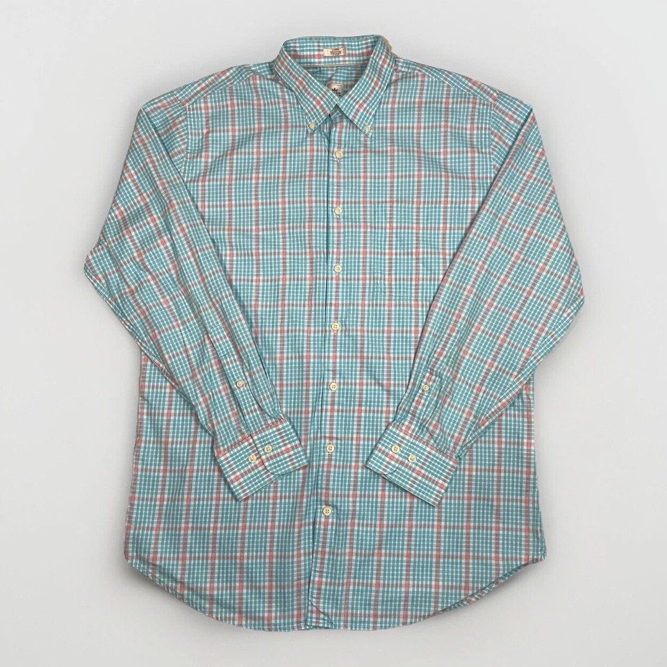 Peter Millar 100% Cotton Casual Dress Shirt Plaid Button Down Blue Pink Large - Image 1 of 4