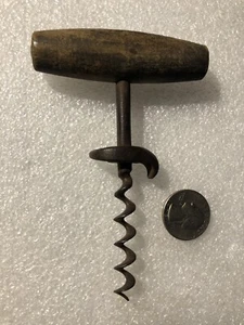 antique corkscrew Rock Maple Handle Castiron Body - Picture 1 of 3