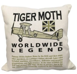 HAVILLAND DH 82 TIGER MOTH RAF BIPLANE AIRCRAFT CUSHION Inner Included - Picture 1 of 1