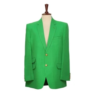 Herren 44R Grün Wolle Blazer Goldknöpfe Sport Mantel Jacke Formell Hochzeit Party - Bild 1 von 8