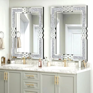 Eleganter Kristall Crushed Diamond Wandspiegel für Eingang Wohnzimmer Deko - Bild 1 von 20