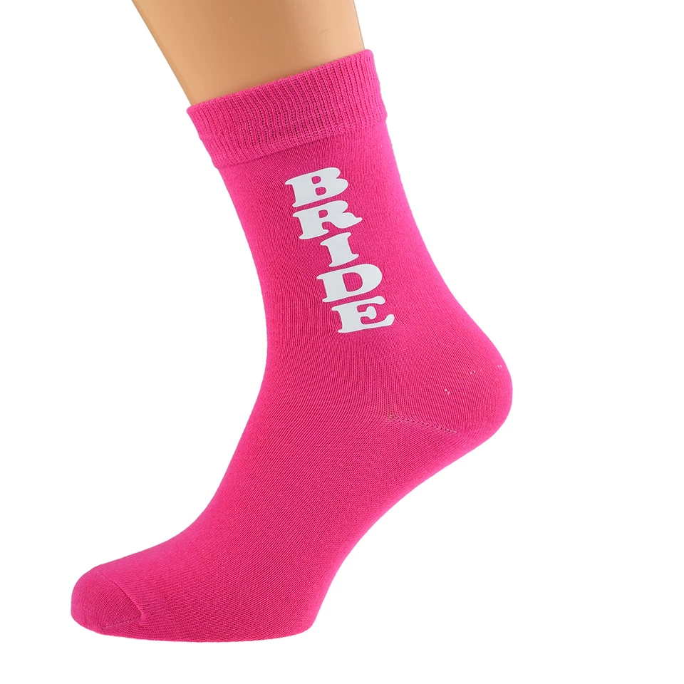 Bride Vertical Design Ladies Hot Pink Socks Hen Party Wedding UK Size 4-8 X6N048 - Image 1 of 1