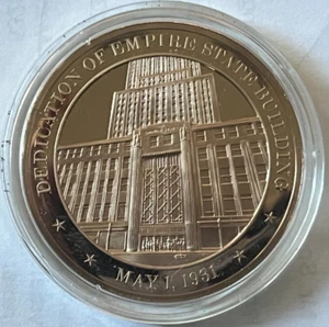MAY 1st 1931 DEDICATION OF EMPIRE STATE BUILDING Bronze Proof Medal USA History - Picture 1 of 2