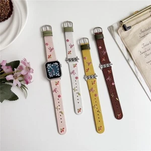 Linen Leather Band Women Strap for Apple Watch 11 10 9 8 7 6 SE 41/42/44/45/46mm - Picture 1 of 29