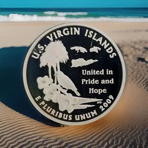 2009-S Silver Cameo Proof "U.S. Virgin Islands" Washington Quarter FREE SHIPPING - Picture 1 of 11